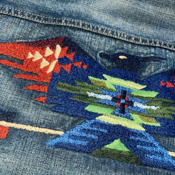 Ralph Lauren Blue Denim Aztec Print MENS Jacket with Sherpa Collar - Picture 4 of 8